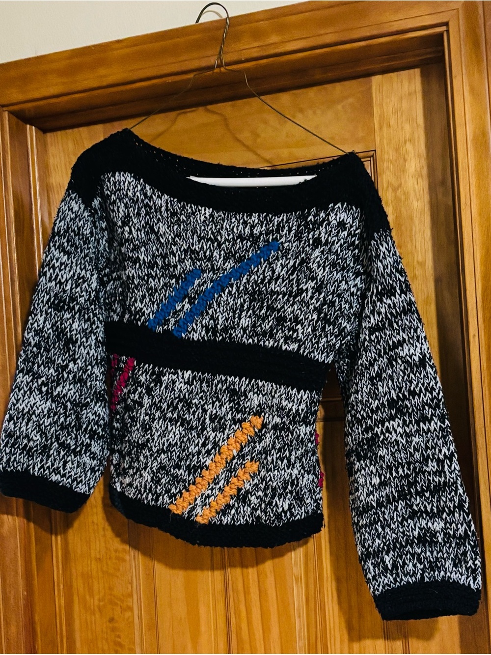Liz Claiborne Vintage Black & White Marled Women’s Sweater with Color Accent - Picture 7 of 9